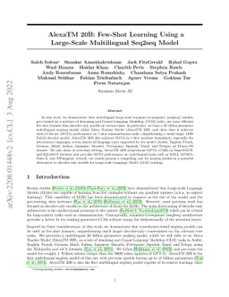 AlexaTM 20B: Few-Shot Learning Using a Large-Scale Multilingual Seq2Seq
  Model