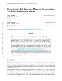 Deconstructing Self-Supervised Monocular Reconstruction: The Design
  Decisions that Matter