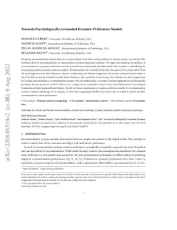 Towards Psychologically-Grounded Dynamic Preference Models