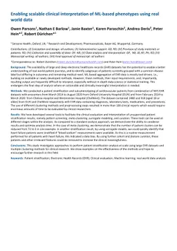 Enabling scalable clinical interpretation of ML-based phenotypes using
  real world data