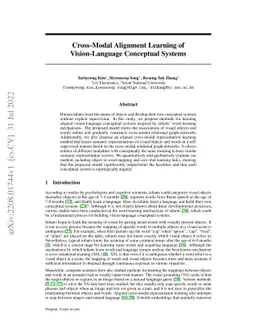 Cross-Modal Alignment Learning of Vision-Language Conceptual Systems