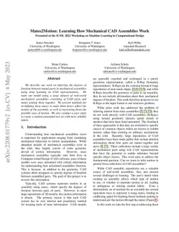 Mates2Motion: Learning How Mechanical CAD Assemblies Work
