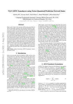 VQ-T: RNN Transducers using Vector-Quantized Prediction Network States