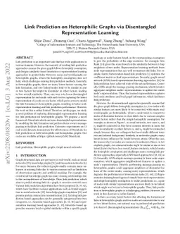 Link Prediction on Heterophilic Graphs via Disentangled Representation
  Learning
