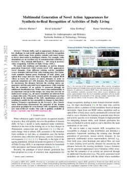 Multimodal Generation of Novel Action Appearances for Synthetic-to-Real
  Recognition of Activities of Daily Living