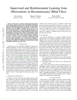 Supervised and Reinforcement Learning from Observations in
  Reconnaissance Blind Chess
