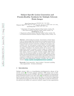 Subject-Specific Lesion Generation and Pseudo-Healthy Synthesis for
  Multiple Sclerosis Brain Images