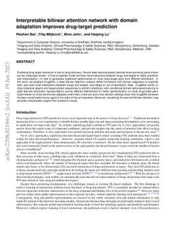 Interpretable bilinear attention network with domain adaptation improves
  drug-target prediction