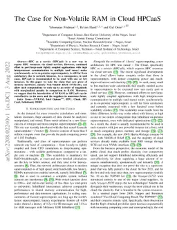 The Case for Non-Volatile RAM in Cloud HPCaaS