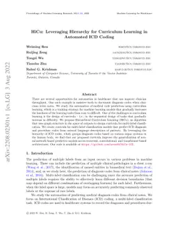HiCu: Leveraging Hierarchy for Curriculum Learning in Automated ICD
  Coding