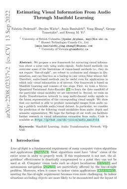 Estimating Visual Information From Audio Through Manifold Learning