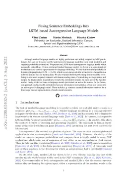 Fusing Sentence Embeddings Into LSTM-based Autoregressive Language
  Models