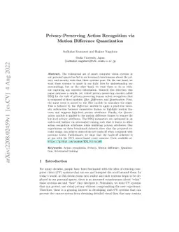 Privacy-Preserving Action Recognition via Motion Difference Quantization