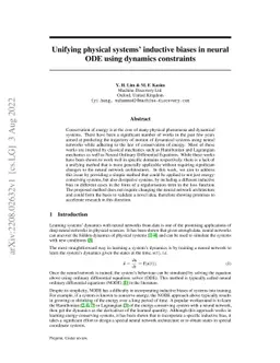 Unifying physical systems' inductive biases in neural ODE using dynamics
  constraints