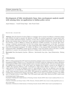 Development of fully intuitionistic fuzzy data envelopment analysis
  model with missing data: an application to Indian police sector