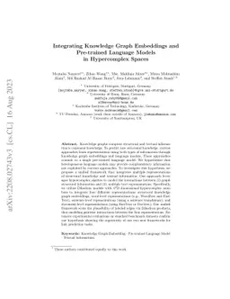 Integrating Knowledge Graph embedding and pretrained Language Models in
  Hypercomplex Spaces