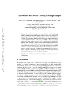 Decentralized Risk-Aware Tracking of Multiple Targets