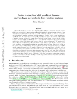 Feature selection with gradient descent on two-layer networks in
  low-rotation regimes