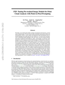 P2P: Tuning Pre-trained Image Models for Point Cloud Analysis with
  Point-to-Pixel Prompting