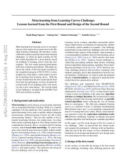 Meta-learning from Learning Curves Challenge: Lessons learned from the
  First Round and Design of the Second Round