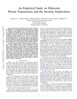 An Empirical Study on Ethereum Private Transactions and the Security
  Implications
