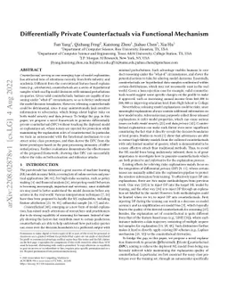 Differentially Private Counterfactuals via Functional Mechanism