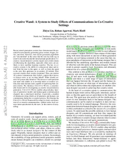 Creative Wand: A System to Study Effects of Communications in
  Co-Creative Settings