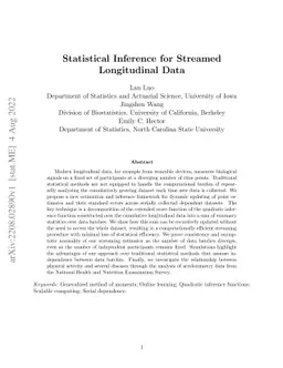 Statistical Inference for Streamed Longitudinal Data