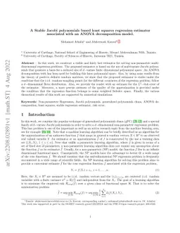 A Stable Jacobi polynomials based least squares regression estimator
  associated with an ANOVA decomposition model
