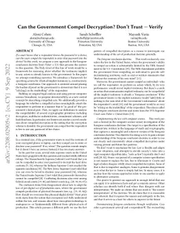 Can the Government Compel Decryption? Don't Trust -- Verify