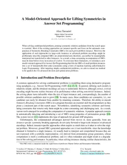 A Model-Oriented Approach for Lifting Symmetries in Answer Set
  Programming