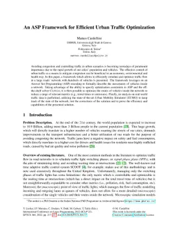 An ASP Framework for Efficient Urban Traffic Optimization