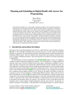 Planning and Scheduling in Digital Health with Answer Set Programming