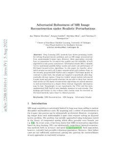 Adversarial Robustness of MR Image Reconstruction under Realistic
  Perturbations