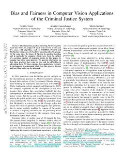 Bias and Fairness in Computer Vision Applications of the Criminal
  Justice System