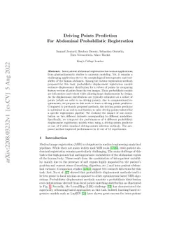 Driving Points Prediction For Abdominal Probabilistic Registration