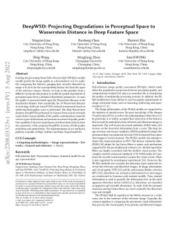 DeepWSD: Projecting Degradations in Perceptual Space to Wasserstein
  Distance in Deep Feature Space