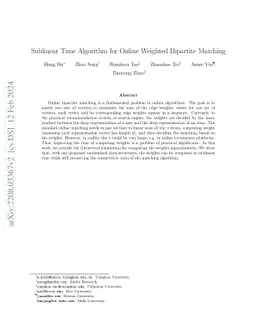 Sublinear Time Algorithm for Online Weighted Bipartite Matching