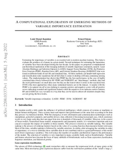 A Computational Exploration of Emerging Methods of Variable Importance
  Estimation