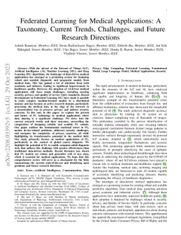 Federated Learning for Medical Applications: A Taxonomy, Current Trends,
  Challenges, and Future Research Directions