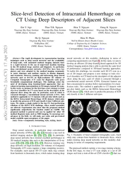 Slice-level Detection of Intracranial Hemorrhage on CT Using Deep
  Descriptors of Adjacent Slices
