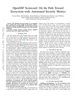 OpenSSF Scorecard: On the Path Toward Ecosystem-wide Automated Security
  Metrics