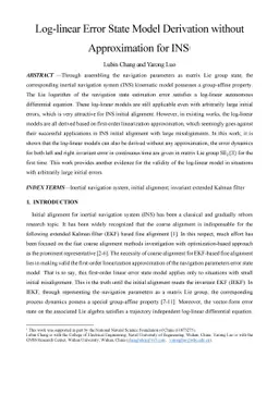 Log-linear Error State Model Derivation without Approximation for INS