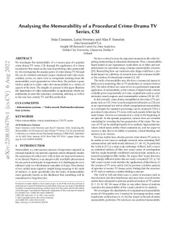 Analysing the Memorability of a Procedural Crime-Drama TV Series, CSI