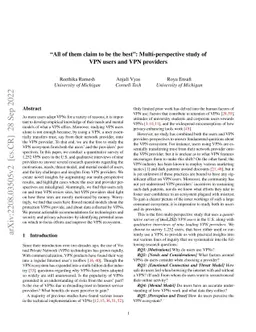"All of them claim to be the best": Multi-perspective study of VPN users
  and VPN providers