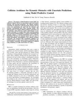 Collision Avoidance for Dynamic Obstacles with Uncertain Predictions
  using Model Predictive Control