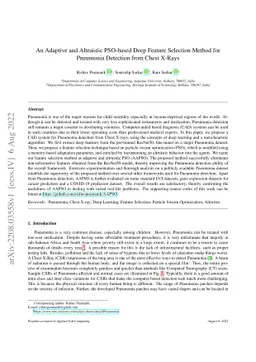 An Adaptive and Altruistic PSO-based Deep Feature Selection Method for
  Pneumonia Detection from Chest X-Rays