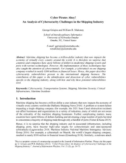 Cyber Pirates Ahoy! An Analysis of Cybersecurity Challenges in the
  Shipping Industry