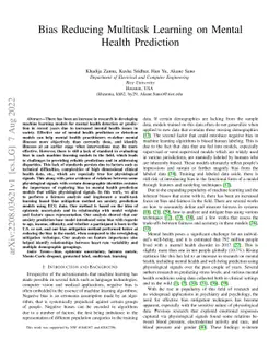 Bias Reducing Multitask Learning on Mental Health Prediction
