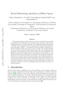 Kernel Biclustering algorithm in Hilbert Spaces